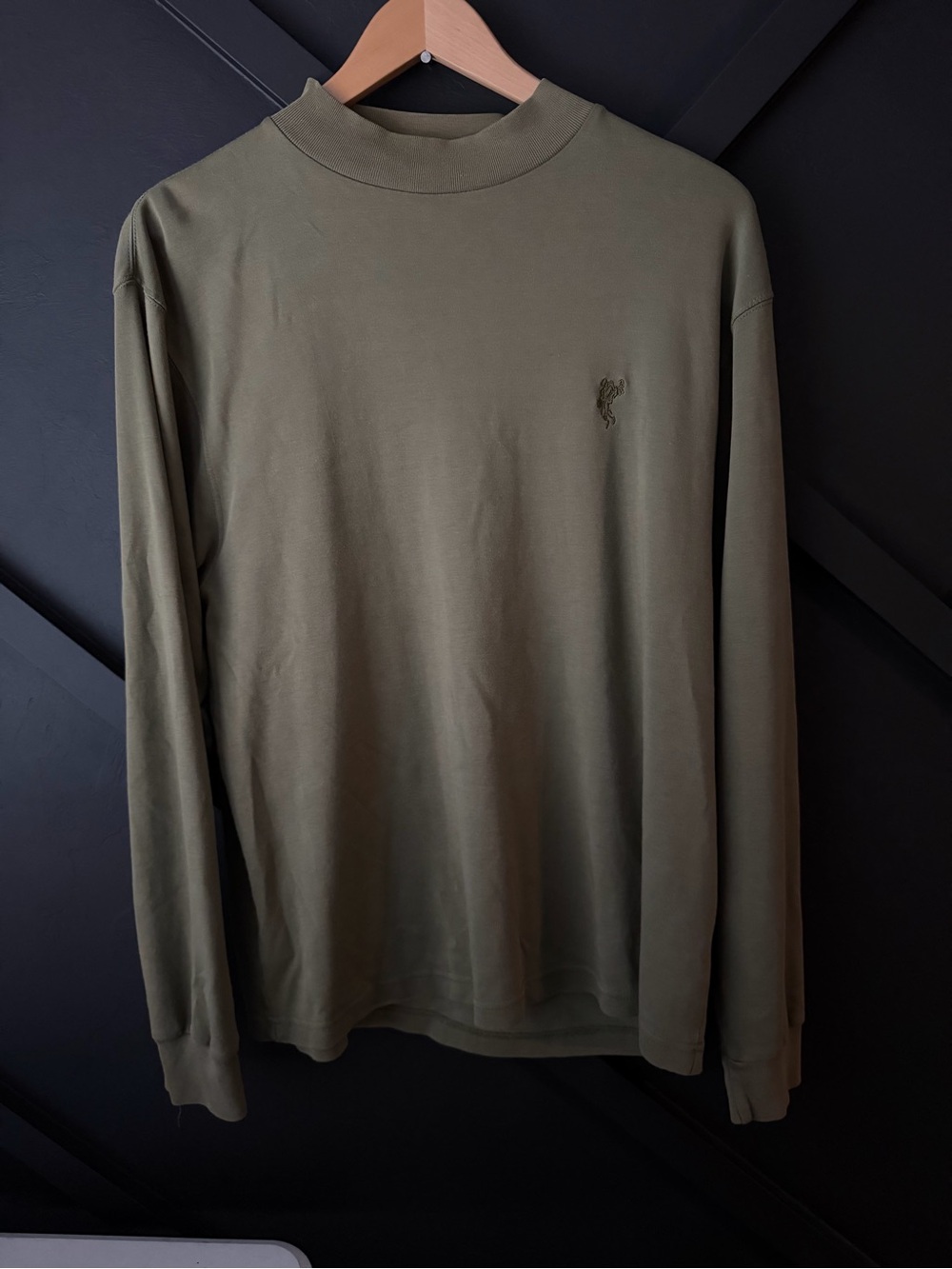 Ashworth Men's Olive Green Long-Sleeve Mock Neck Shirt Classic Minimalist